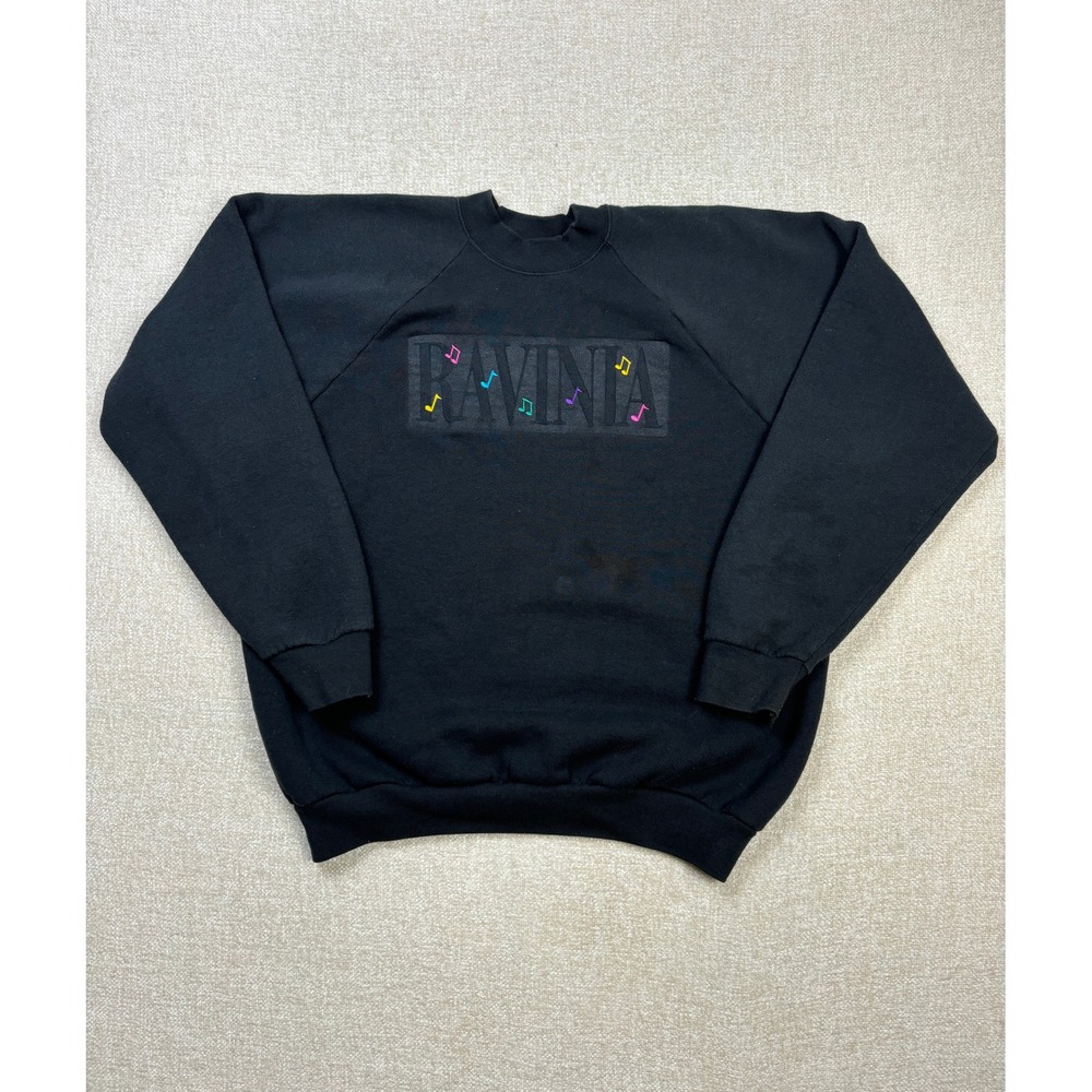 Vintage Fruit of the Loom Ravinia Music Notes Sweatshirt Black XL Made in USA